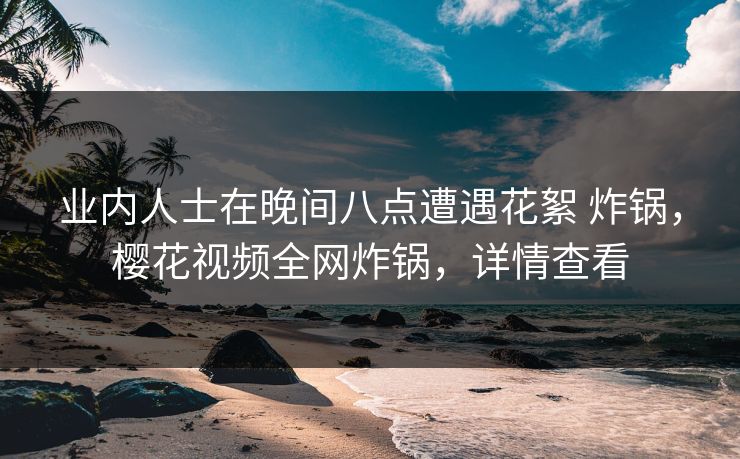 业内人士在晚间八点遭遇花絮 炸锅，樱花视频全网炸锅，详情查看