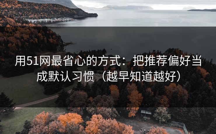 用51网最省心的方式：把推荐偏好当成默认习惯（越早知道越好）